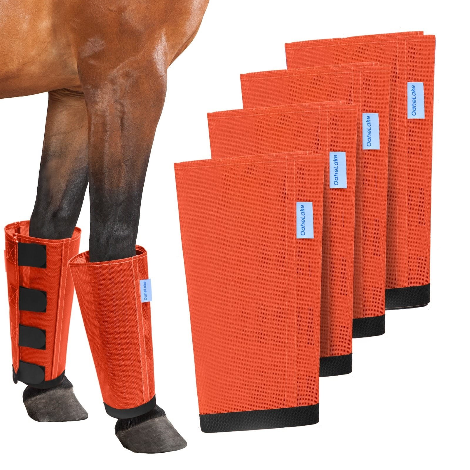 Horse Leg Wraps Gear Fly Boots Set Of 4 - Breathable Polyester Leggings For Horses, Ponies & Donkeys