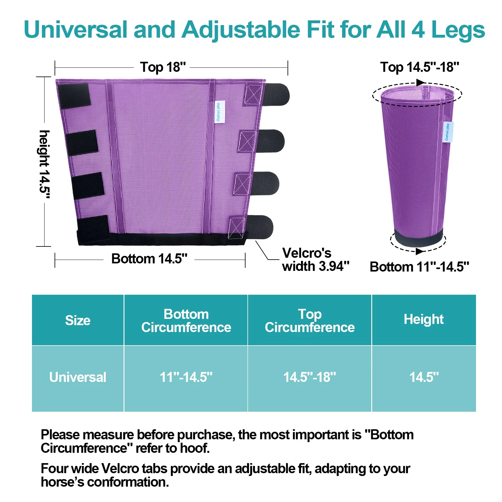 Mesh Horse Fly Boots Set of 4, Loose Fitting Leggings for Horses, Reduce Stressful Stomping, Breathable Adjustable and Universal Fit for 4 Legs, Reliable Stay Put (Purple) - Image 8