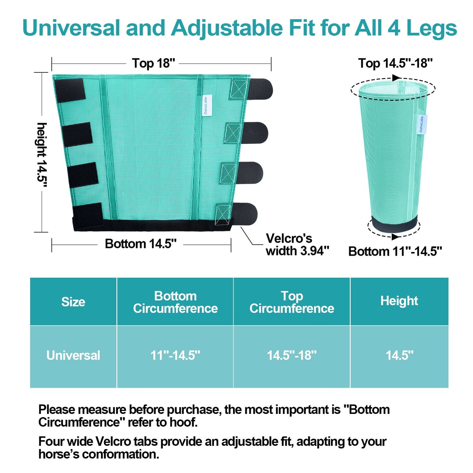 Mesh Horse Fly Boots Set of 4, Loose Fitting Leggings for Horses, Reduce Stressful Stomping, Breathable Adjustable and Universal Fit for 4 Legs, Reliable Stay Put(Mint) - Image 6