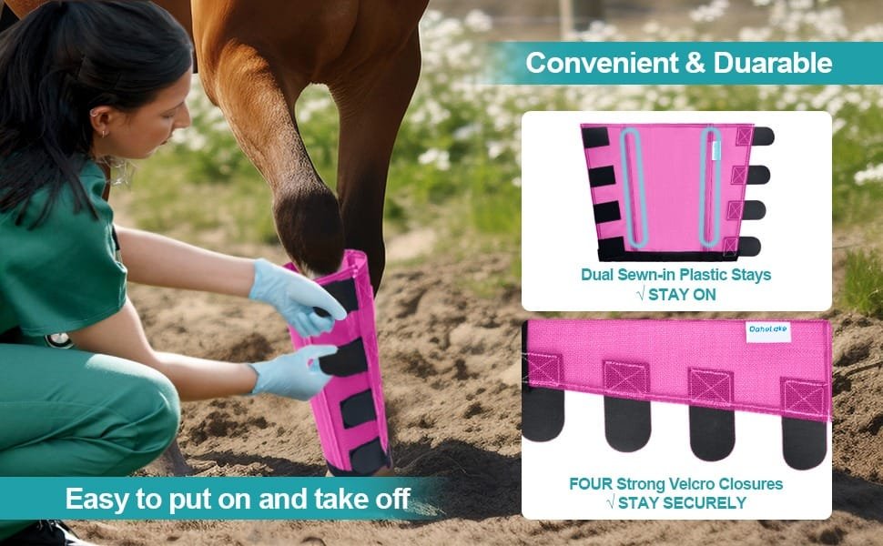 Mesh Horse Fly Boots Set of 4, Loose Fitting Leggings for Horses, Reduce Stressful Stomping, Breathable Adjustable and Universal Fit for 4 Legs, Reliable Stay Put (Pink) - Image 2