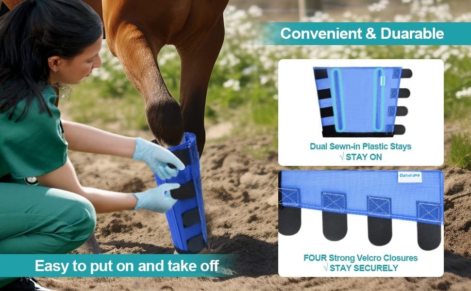 Mesh Horse Fly Boots Set of 4, Loose Fitting Leggings for Horses, Reduce Stressful Stomping, Breathable Adjustable and Universal Fit for 4 Legs, Reliable Stay Put (Blue) - Image 10