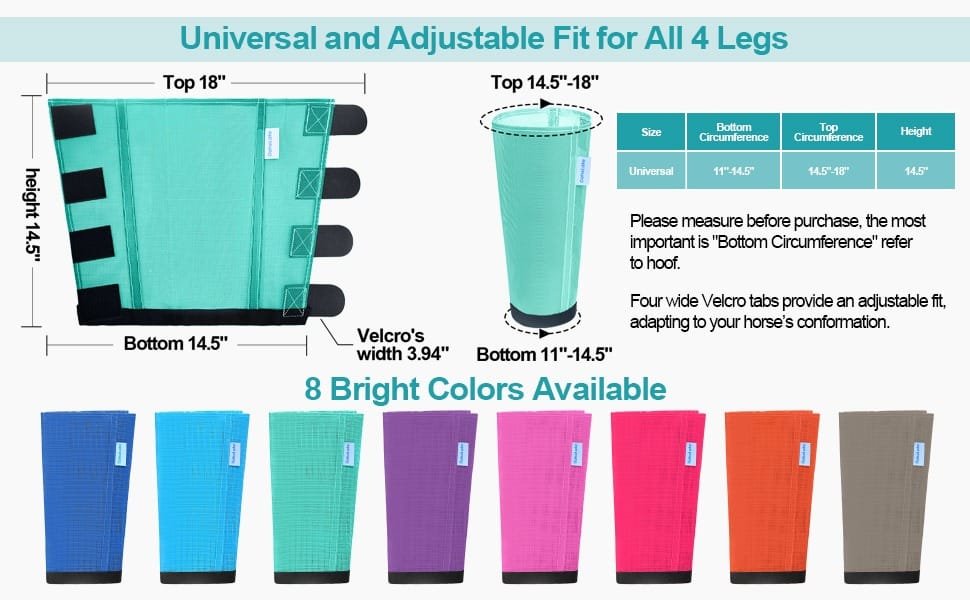 Mesh Horse Fly Boots Set of 4, Loose Fitting Leggings for Horses, Reduce Stressful Stomping, Breathable Adjustable and Universal Fit for 4 Legs, Reliable Stay Put(Mint) - Image 11