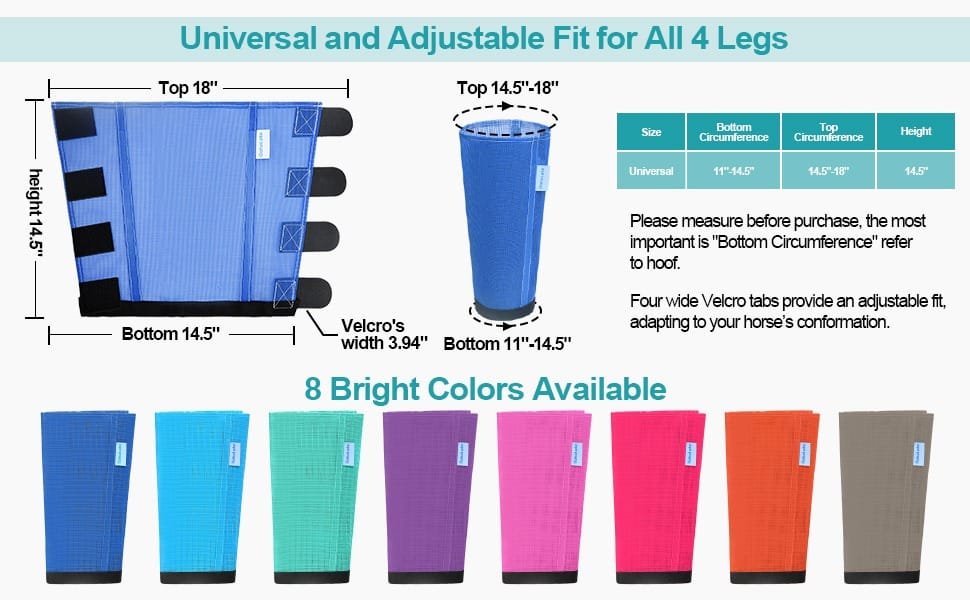 Mesh Horse Fly Boots Set of 4, Loose Fitting Leggings for Horses, Reduce Stressful Stomping, Breathable Adjustable and Universal Fit for 4 Legs, Reliable Stay Put (Blue) - Image 11