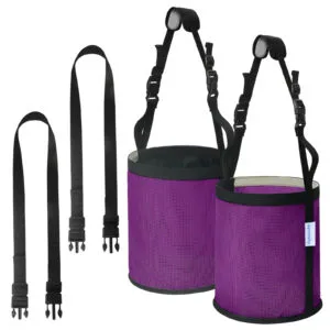 Horse Feed Bag 2 PCs, Stop Waste and Mealtime-Fights, Breathable Mesh Feed Bags for Horses, Anti-spill Design for Feeding Grain, Muzzle Feeder, 2 Locking Buckles, Soft Neck Pad Nose Pad, Universal Fit (Purple)
