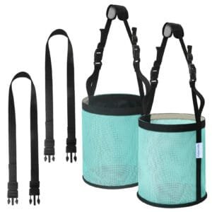 Horse Feed Bag 2 PCs, Stop Waste and Mealtime-Fights, Breathable Mesh Feed Bags for Horses, Anti-spill Design for Feeding Grain, Muzzle Feeder, 2 Locking Buckles, Soft Neck Pad Nose Pad, Universal Fit (Mint)