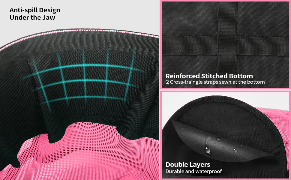 Horse Feed Bag 2 PCs, Stop Waste and Mealtime-Fights, Breathable Mesh Feed Bags for Horses, Anti-spill Design for Feeding Grain, Muzzle Feeder, 2 Locking Buckles, Soft Neck Pad Nose Pad, Universal Fit (Pink) - Image 10